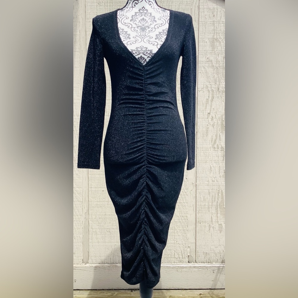Black long sleeve (silver sparkles) dress